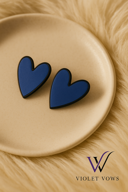 Bold Blue Heart Stud Earrings