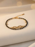 Callie Bracelet – Black Beaded Infinity Gold Bracelet
