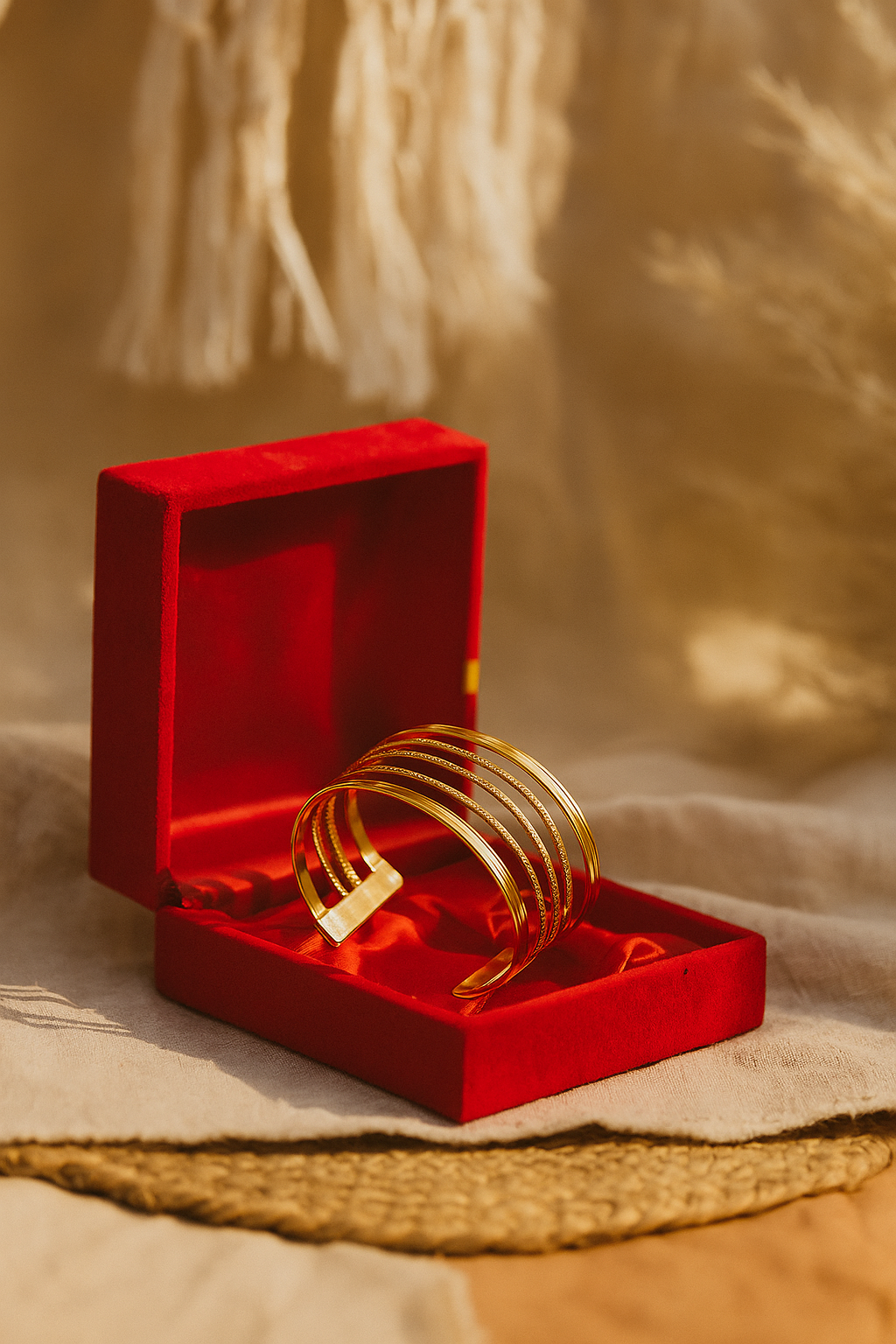 The Golden Lines Cuff Bracelet - Sleek and Modern Statement Piece