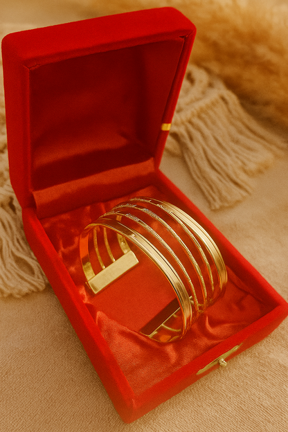 The Golden Lines Cuff Bracelet - Sleek and Modern Statement Piece