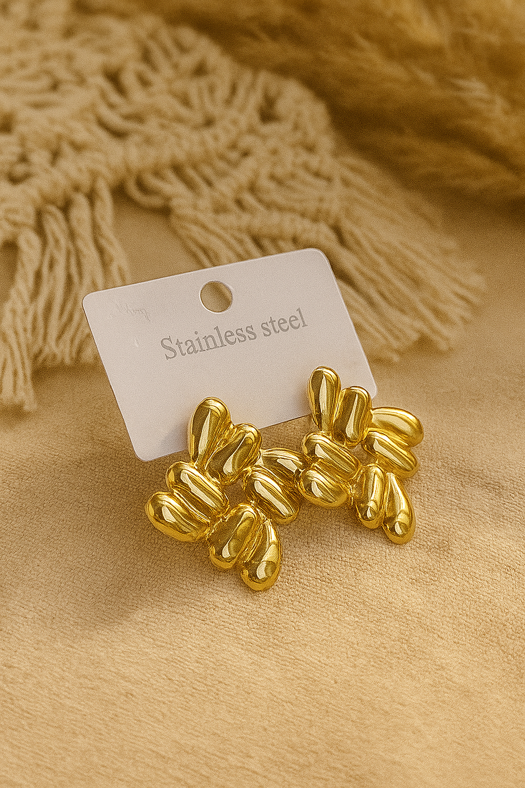 Golden Blossom Studs - Floral Petal Design | Feminine Gold Earrings