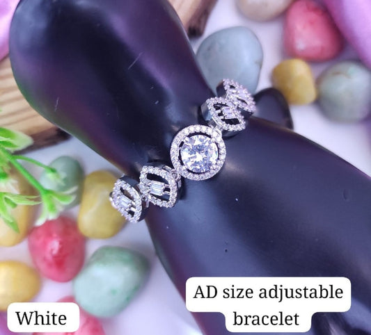 Crystal Aura White American Diamond Adjustable Bracelet