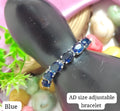 Elegant Blue Oval American Diamond Adjustable Bracelet
