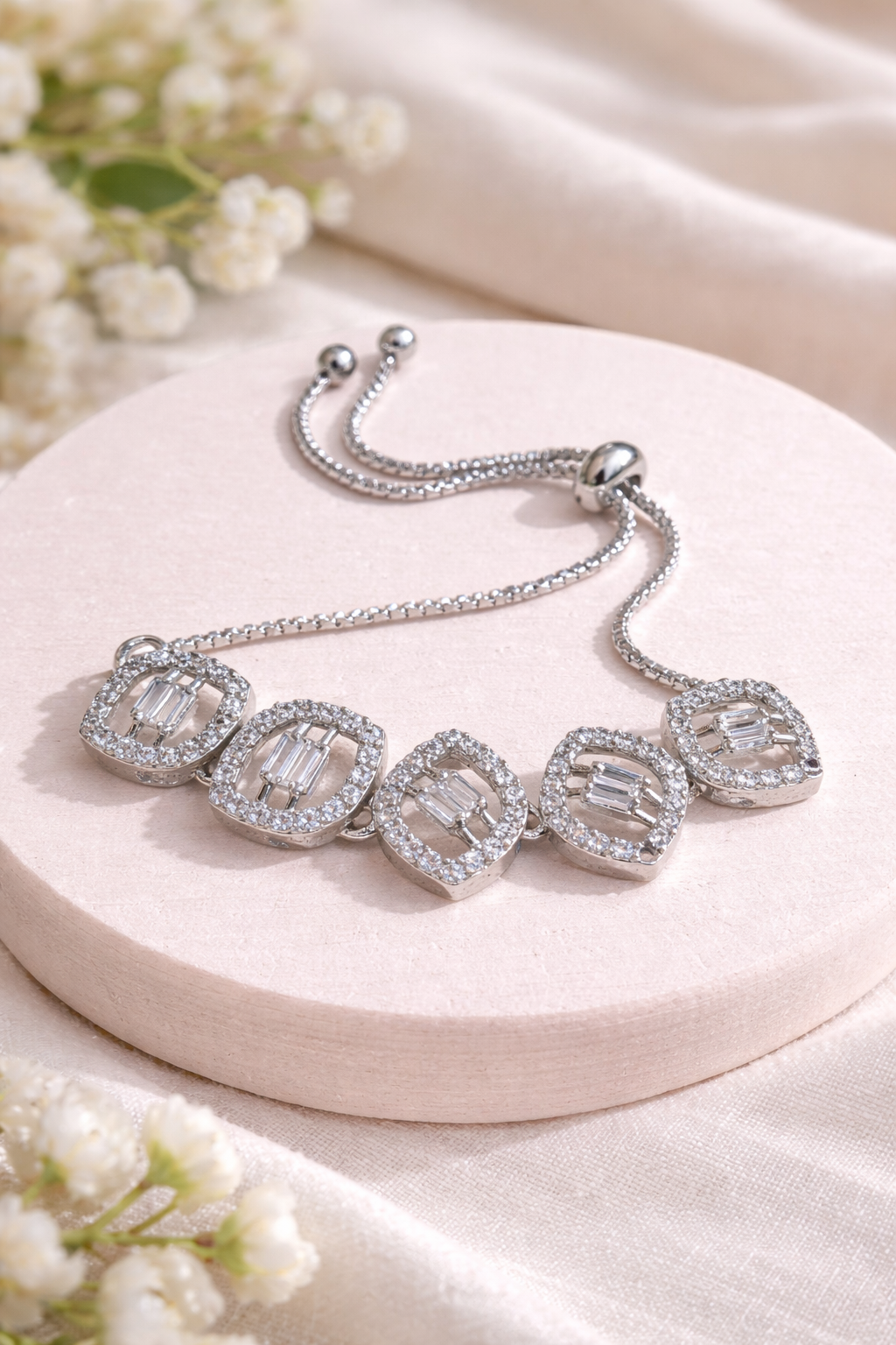 Elegant Diamond-Cut AD Adjustable Kada Bracelet