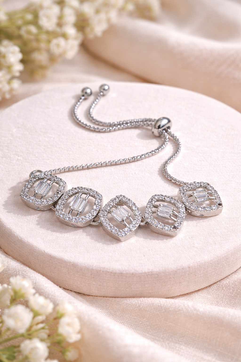 Elegant Diamond-Cut AD Adjustable Kada Bracelet