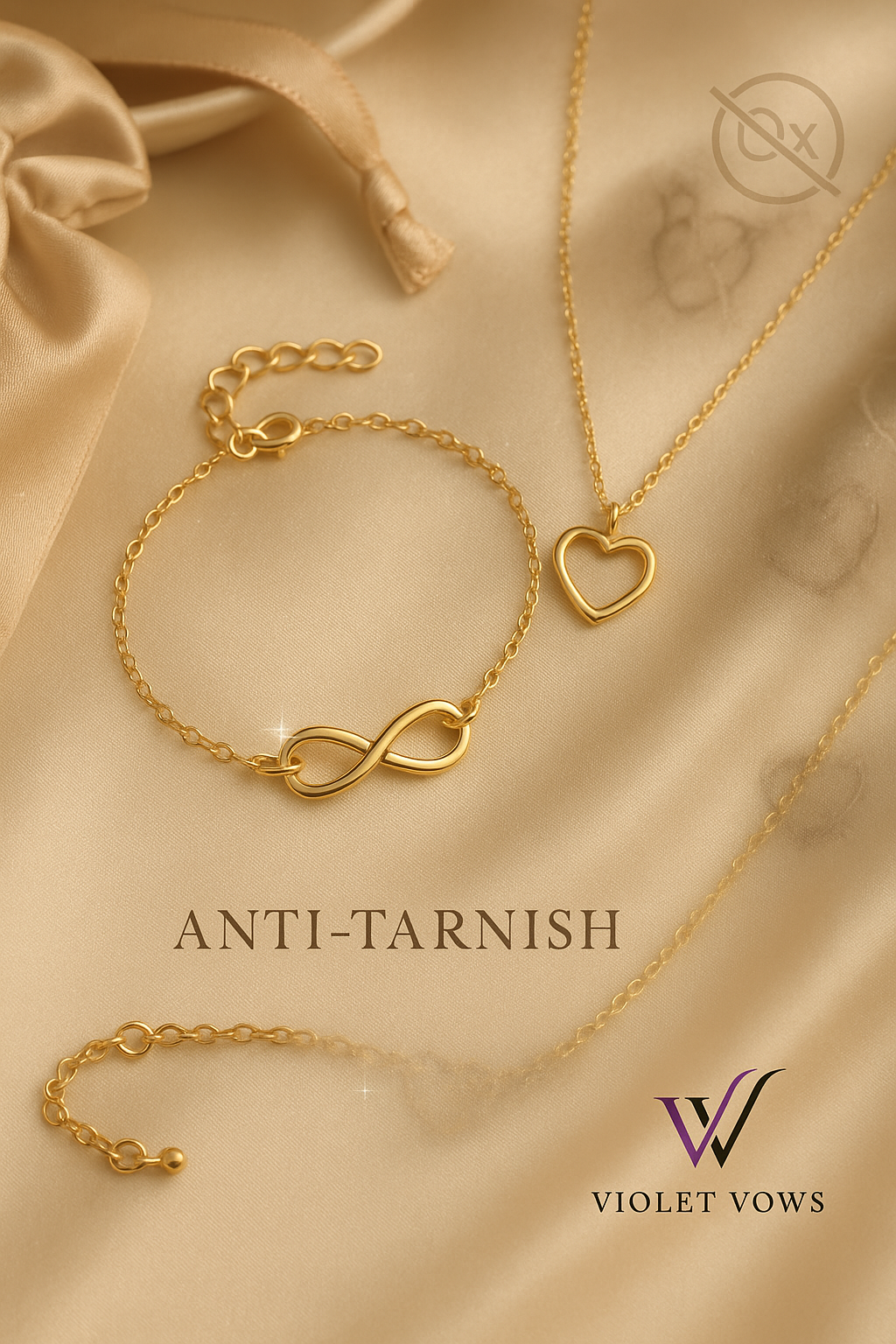 Forever Love Infinity & Heart Anti-Tarnish Gold-Plated Jewelry Set
