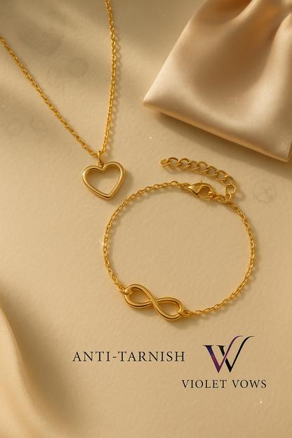 Forever Love Infinity & Heart Anti-Tarnish Gold-Plated Jewelry Set