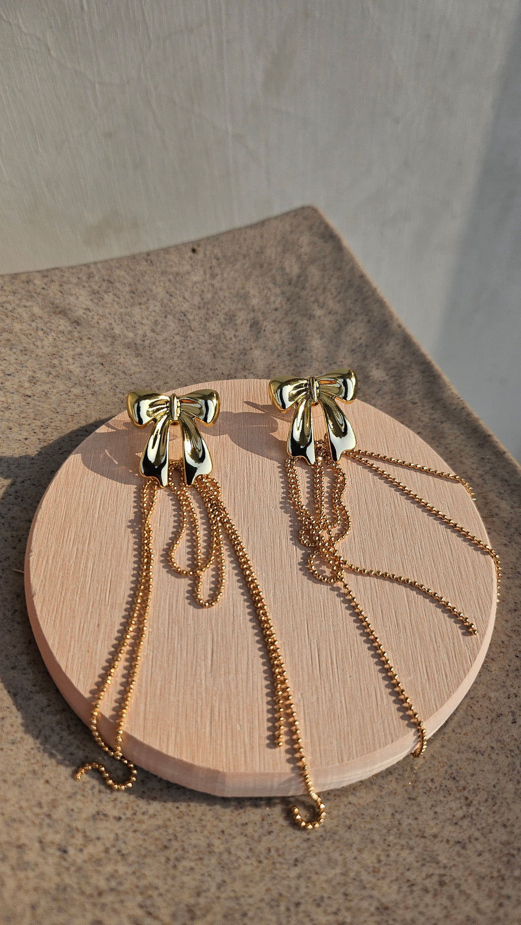 Gold Bow Chain Drop Earrings