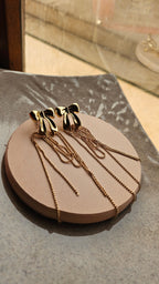 Gold Bow Chain Drop Earrings