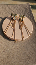 Gold Bow Chain Drop Earrings
