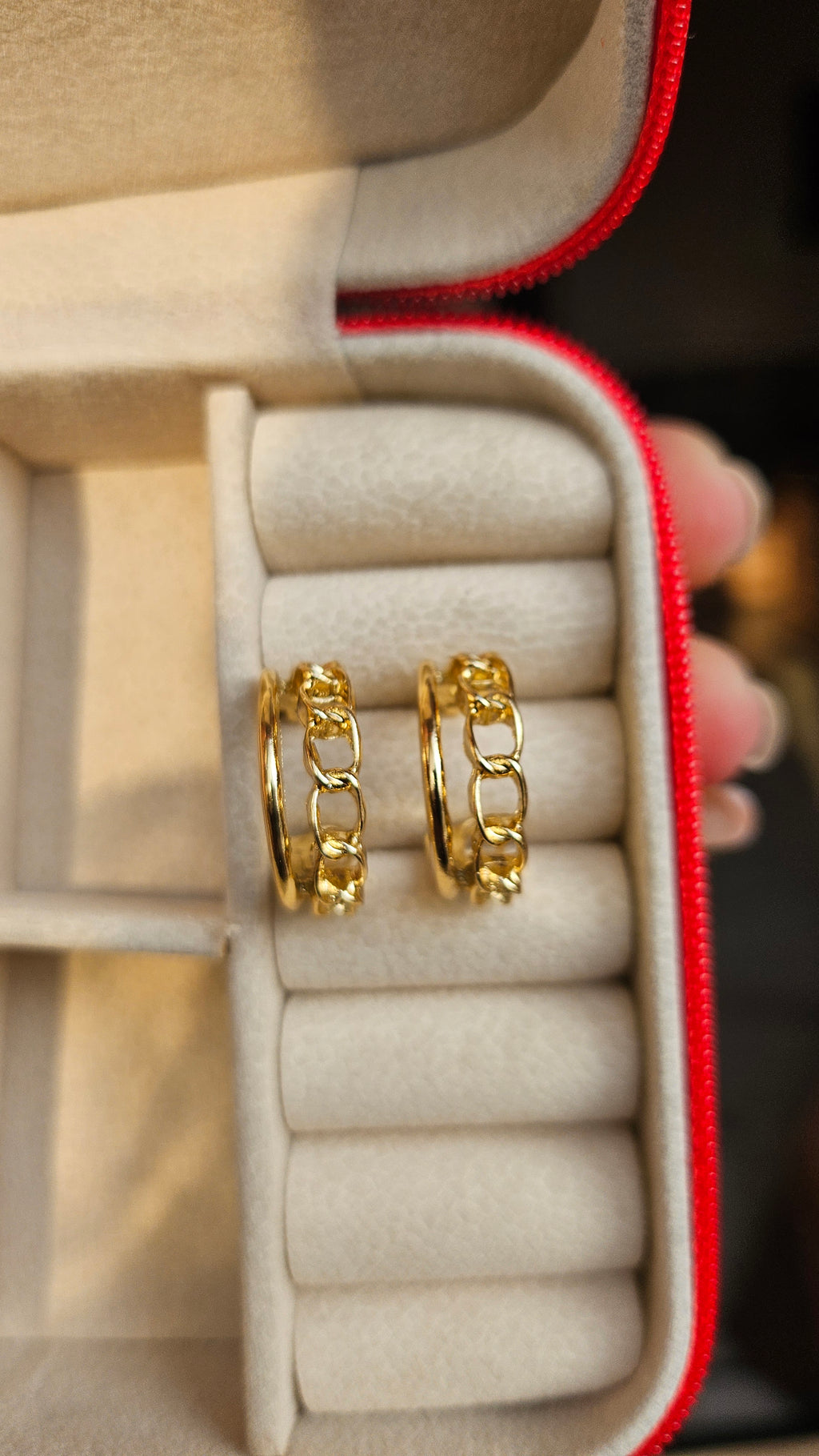 Gold Chain Link Hoop Earrings