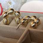 Gold Chunky Ribbed Hoop Earrings