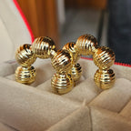 Gold Chunky Ribbed Hoop Earrings