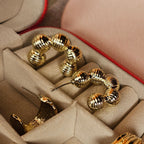 Gold Chunky Ribbed Hoop Earrings