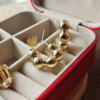Gold Chunky Ribbed Hoop Earrings
