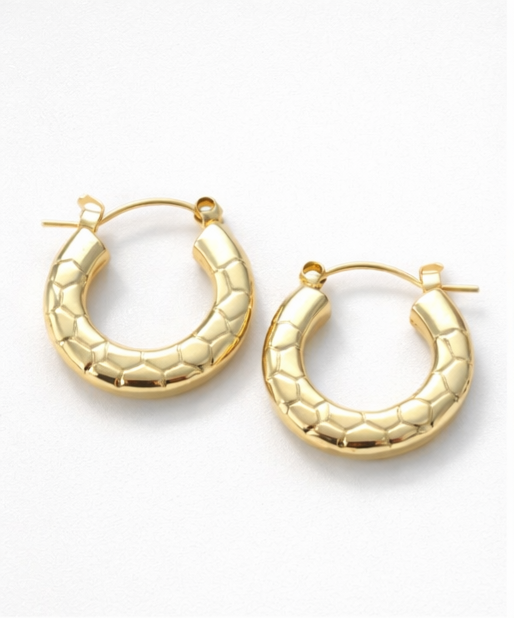 Gold Chunky Textured Hoops