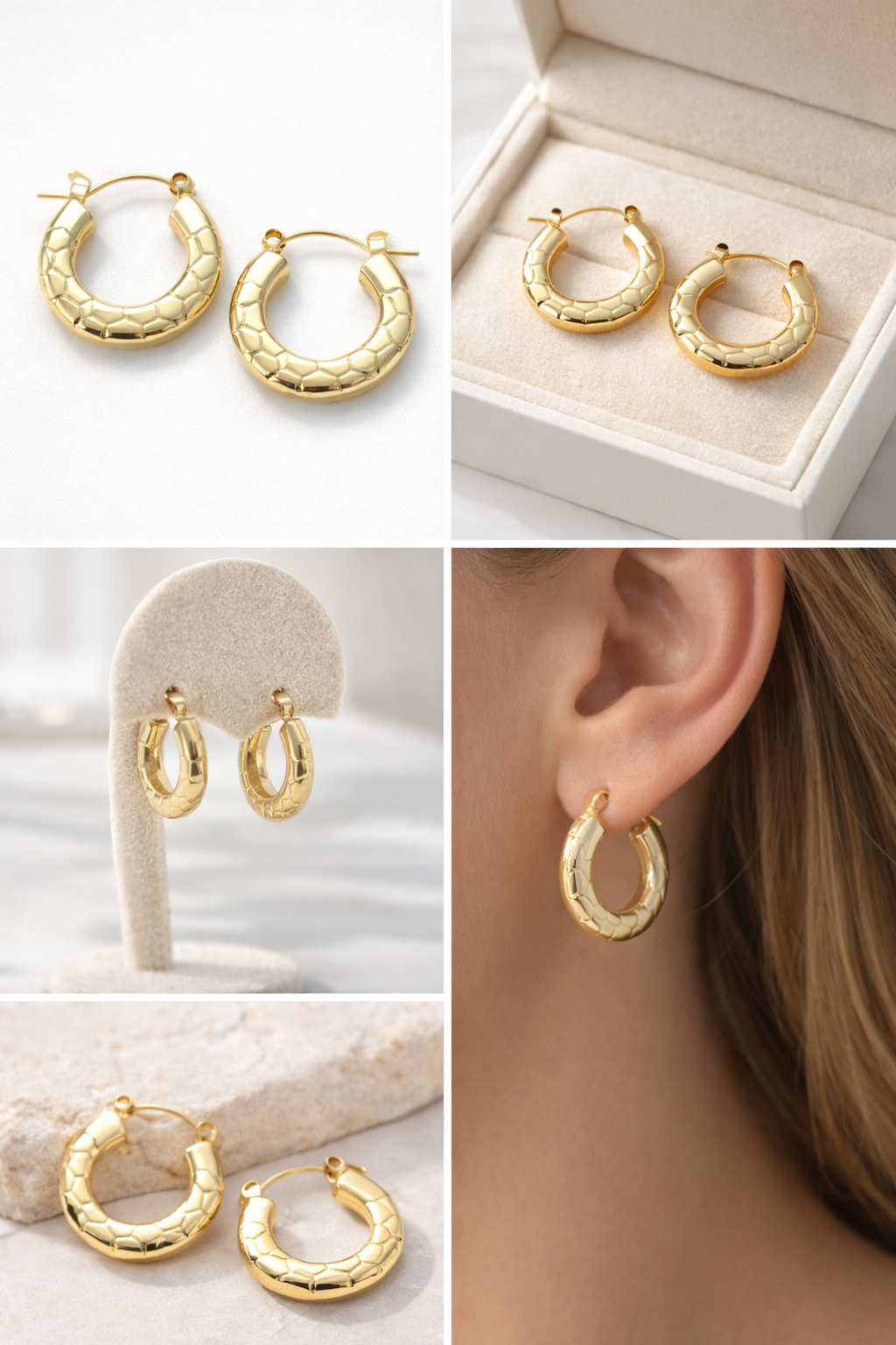 Gold Chunky Textured Hoops