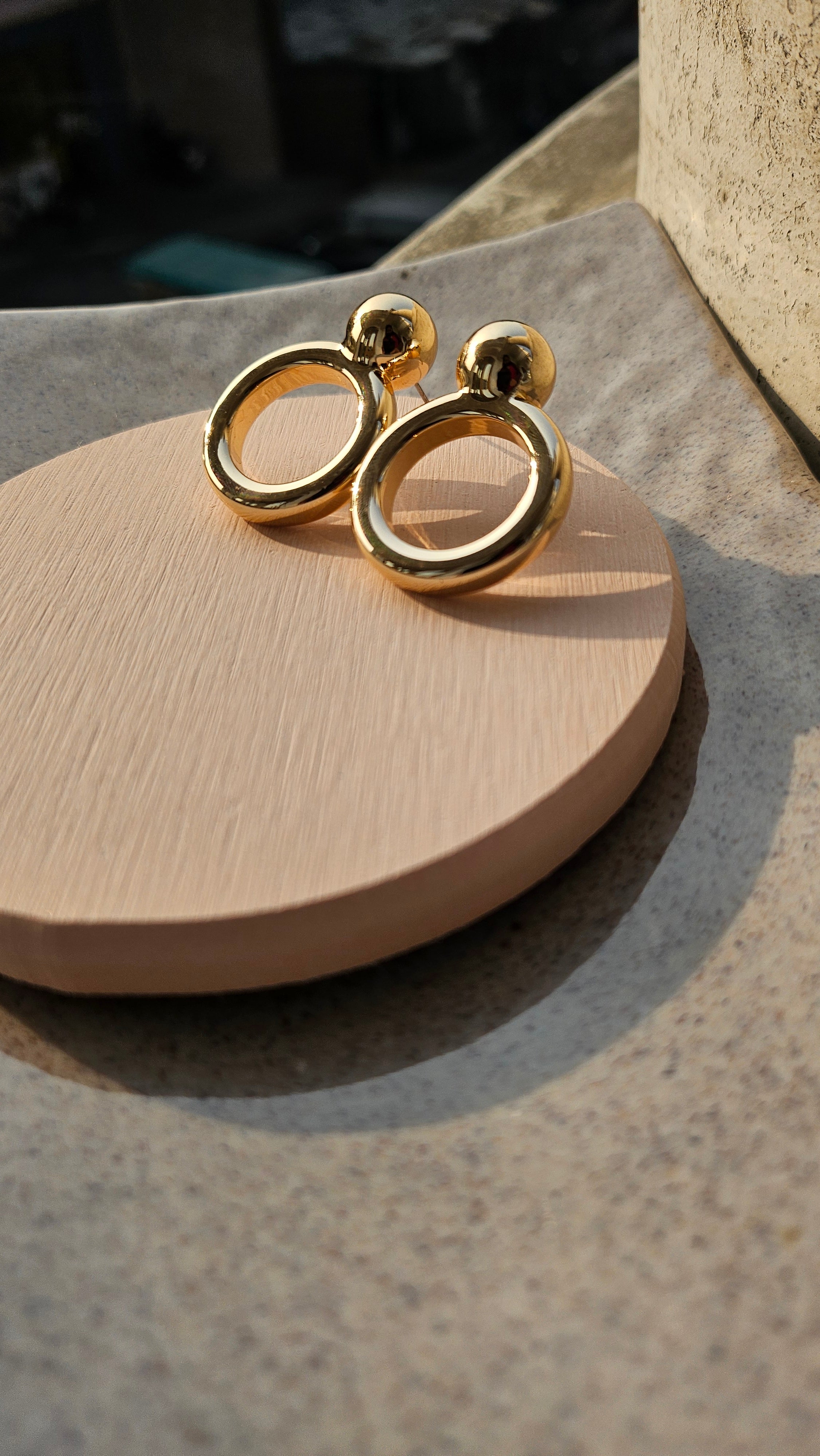 Gold Circle Drop Earrings
