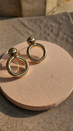 Gold Circle Drop Earrings