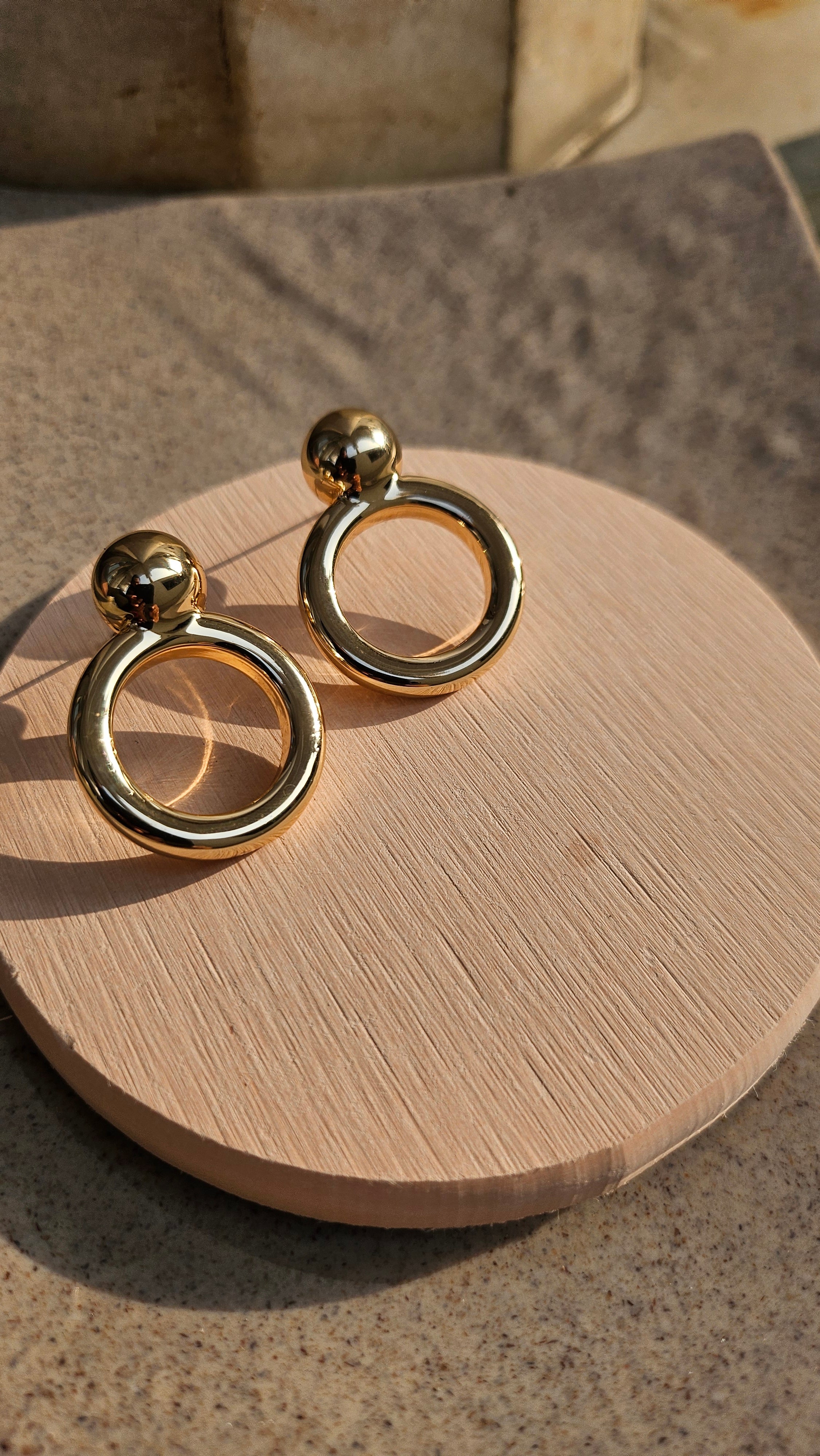 Gold Circle Drop Earrings