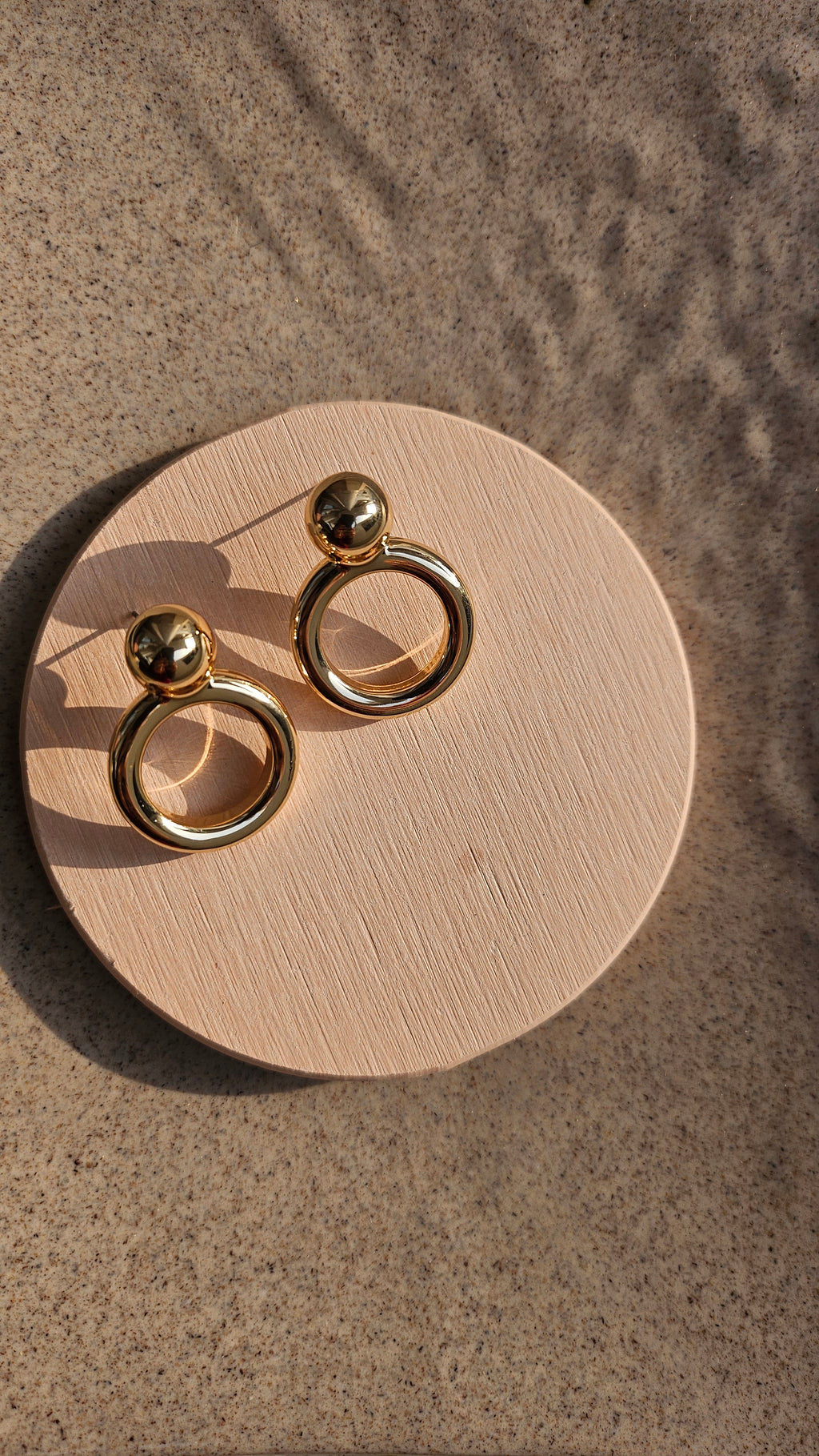 Gold Circle Drop Earrings