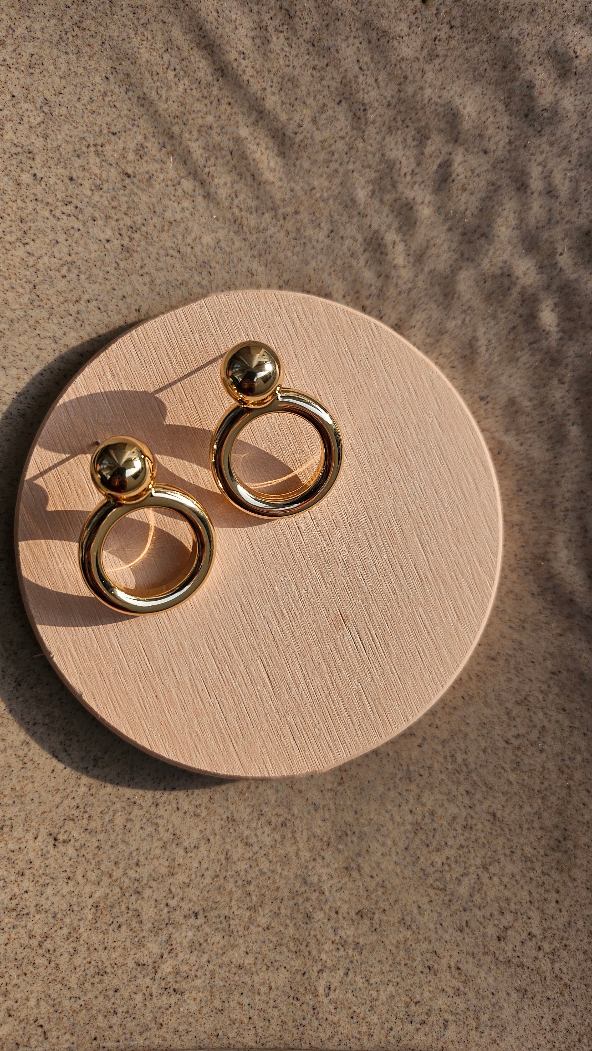 Gold Circle Drop Earrings