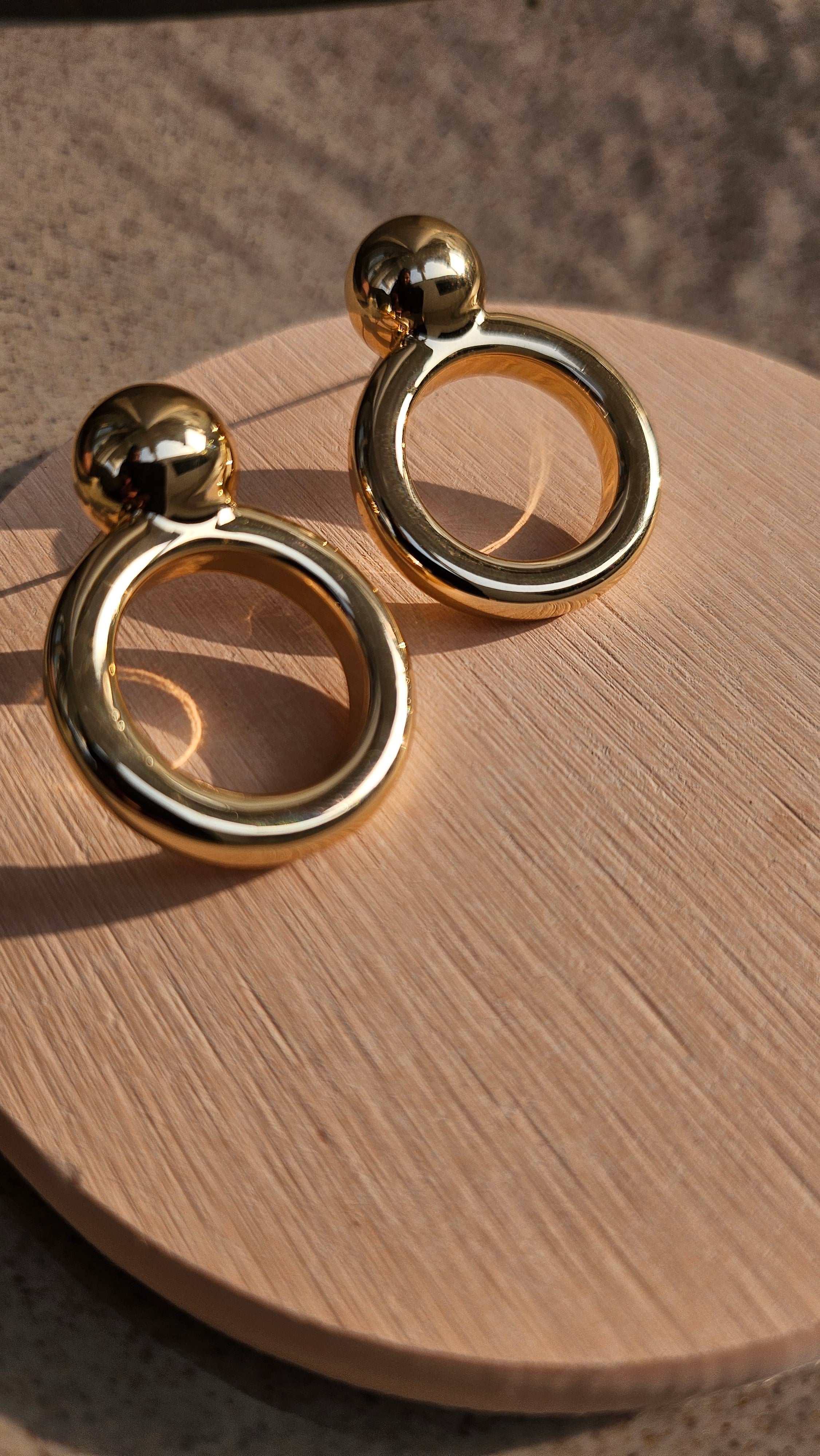 Gold Circle Drop Earrings