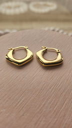 Gold Cushion Hoop Earrings