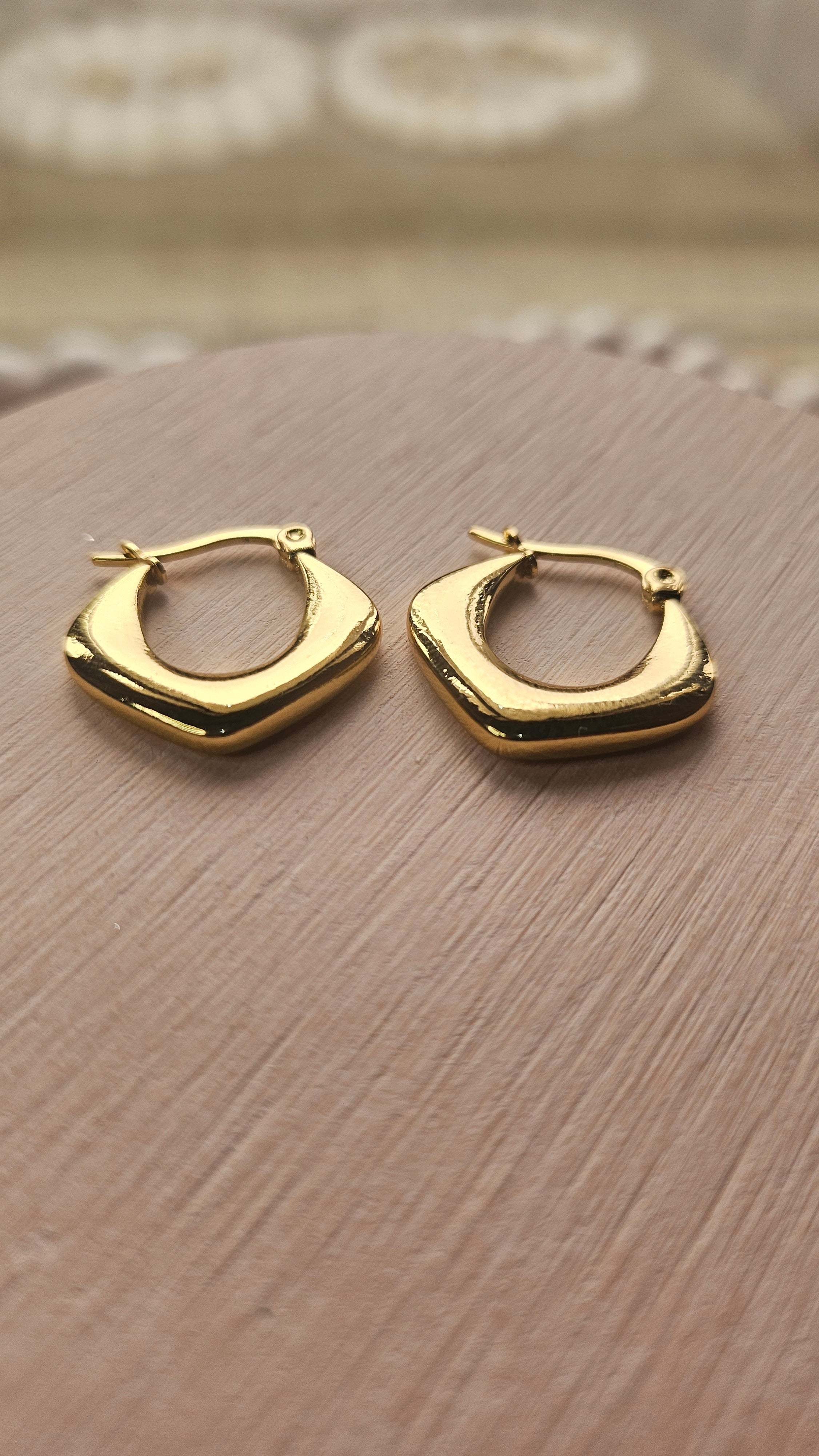 Gold Cushion Hoop Earrings