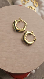 Gold Cushion Hoop Earrings