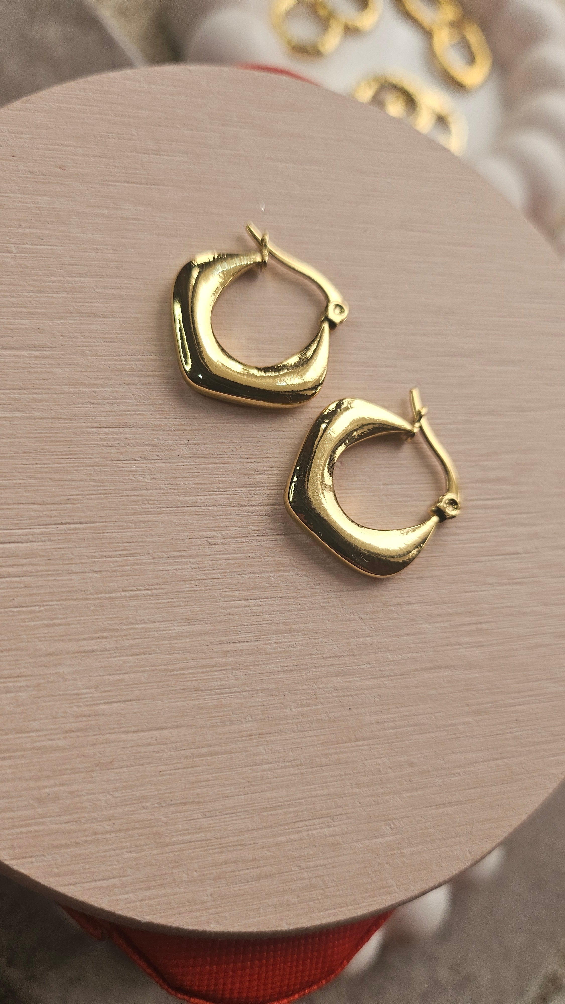 Gold Cushion Hoop Earrings