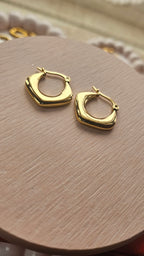 Gold Cushion Hoop Earrings