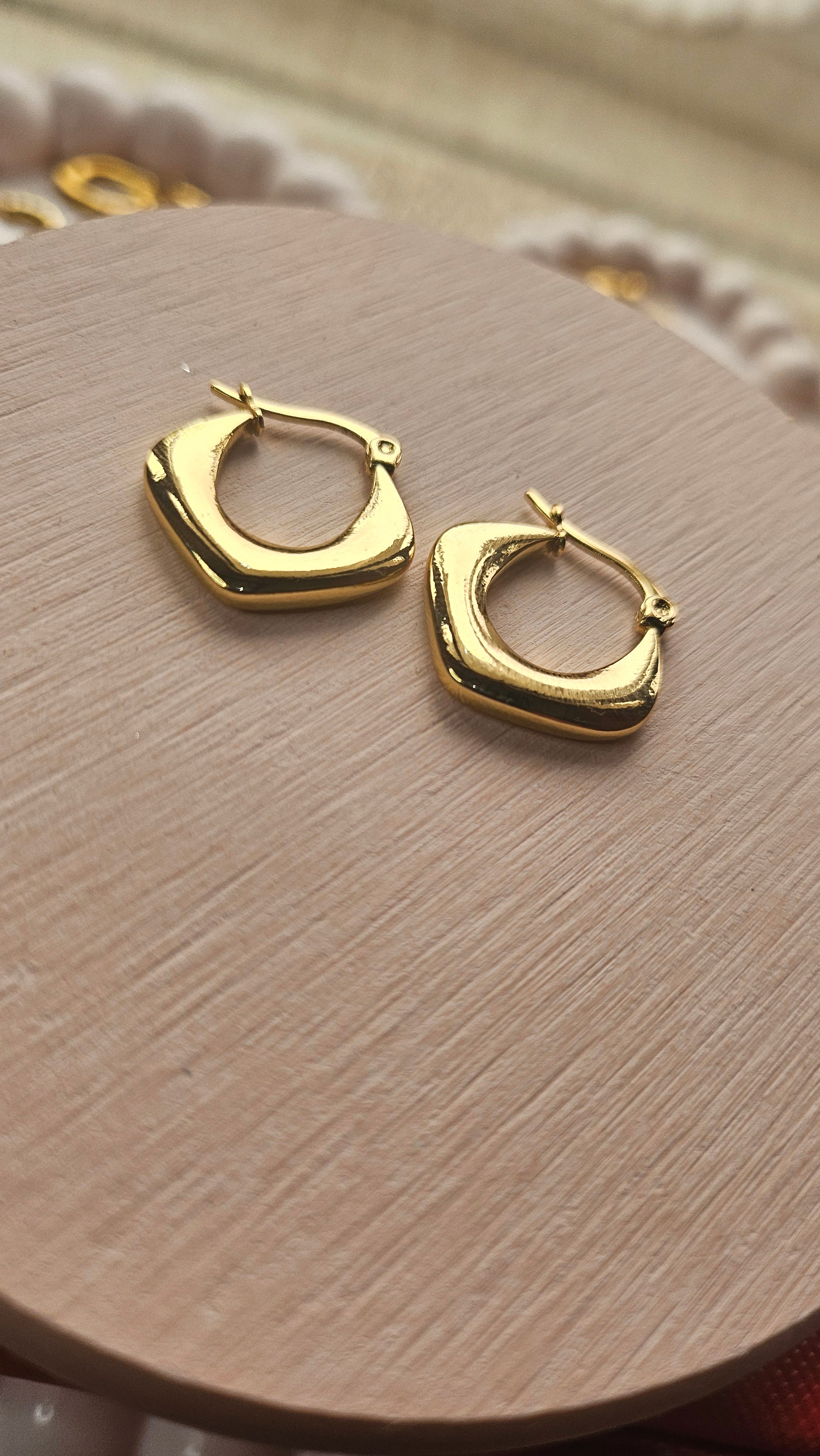 Gold Cushion Hoop Earrings