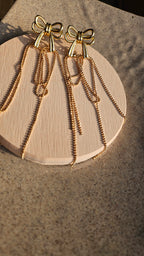 Gold Delicate Bow Chain Earrings