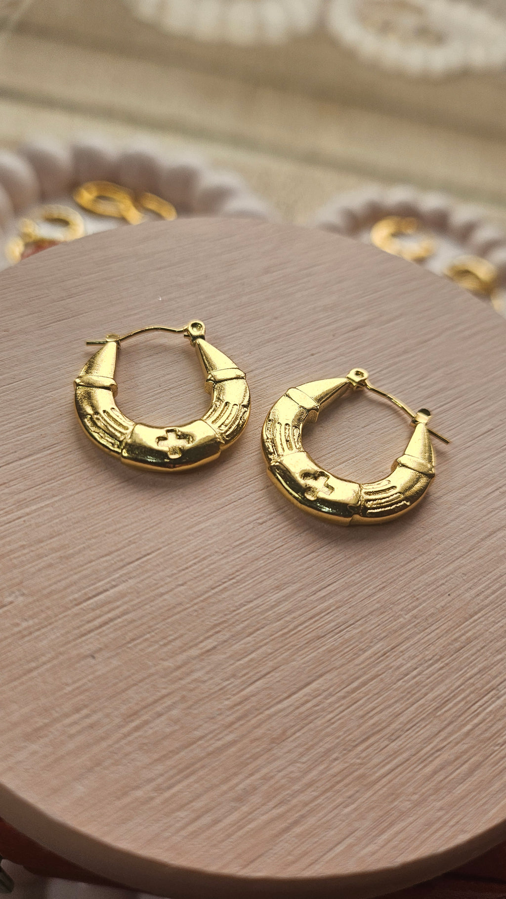 Gold Engraved Hoop Earrings