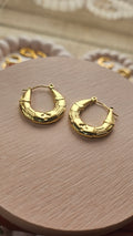 Gold Engraved Hoop Earrings