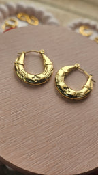 Gold Engraved Hoop Earrings