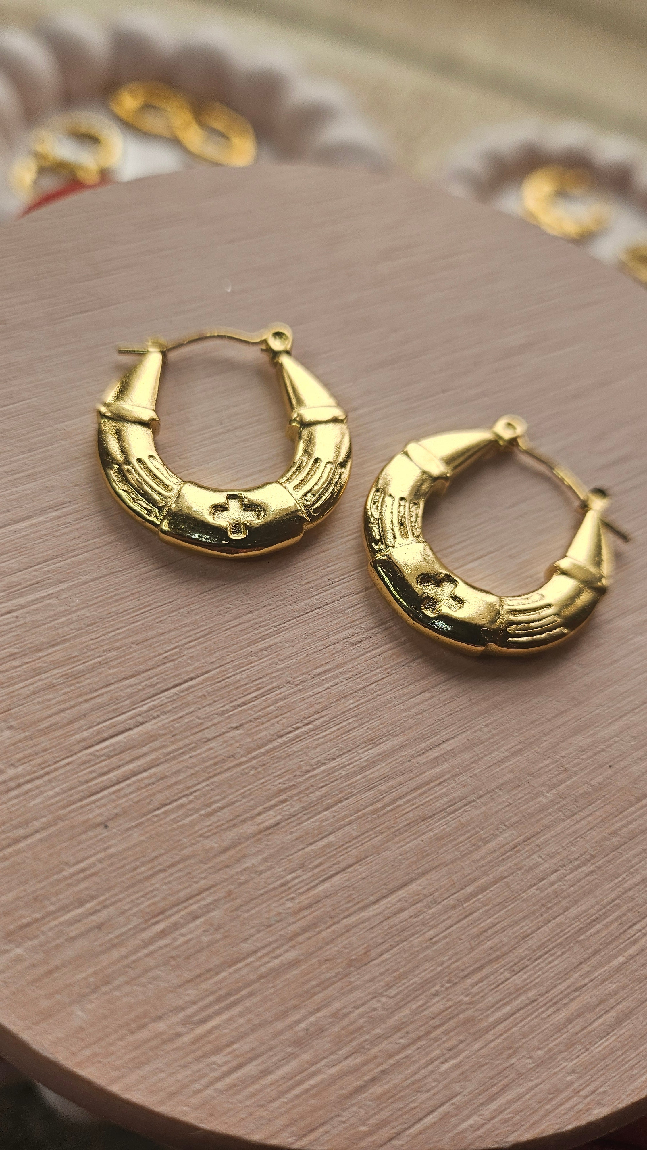 Gold Engraved Hoop Earrings