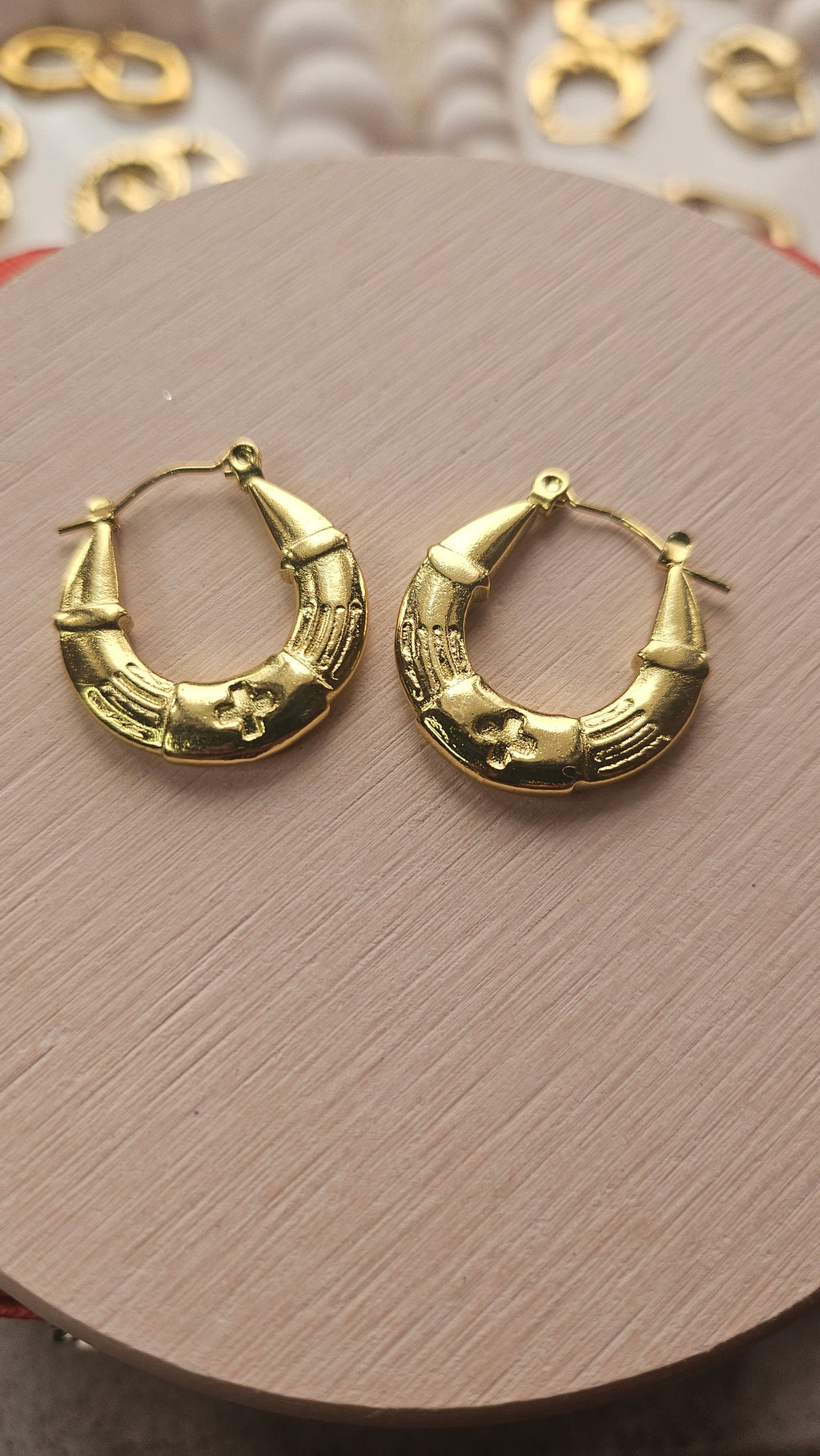 Gold Engraved Hoop Earrings