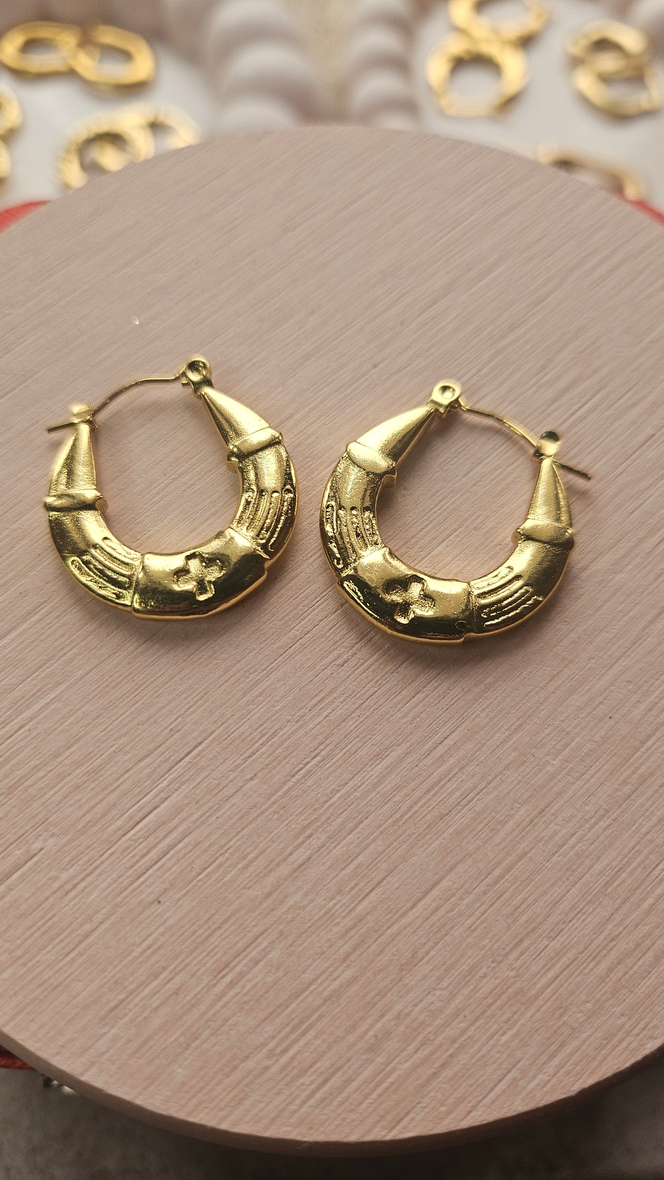 Gold Engraved Hoop Earrings