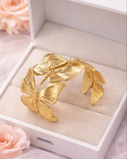 Gold Finish Butterfly Open Cuff Bracelet for Women | Anti-Tarnish Statement Bracelet