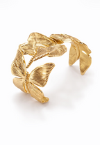 Gold Finish Butterfly Open Cuff Bracelet for Women | Anti-Tarnish Statement Bracelet