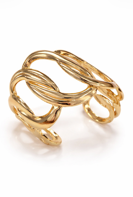 Gold Finish Interlinked Chain Bracelet for Women