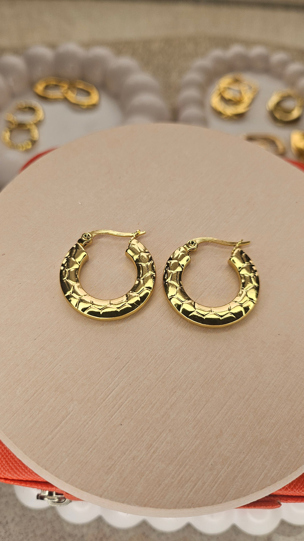Gold Hammered Hoop Earrings