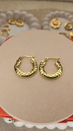 Gold Hammered Hoop Earrings