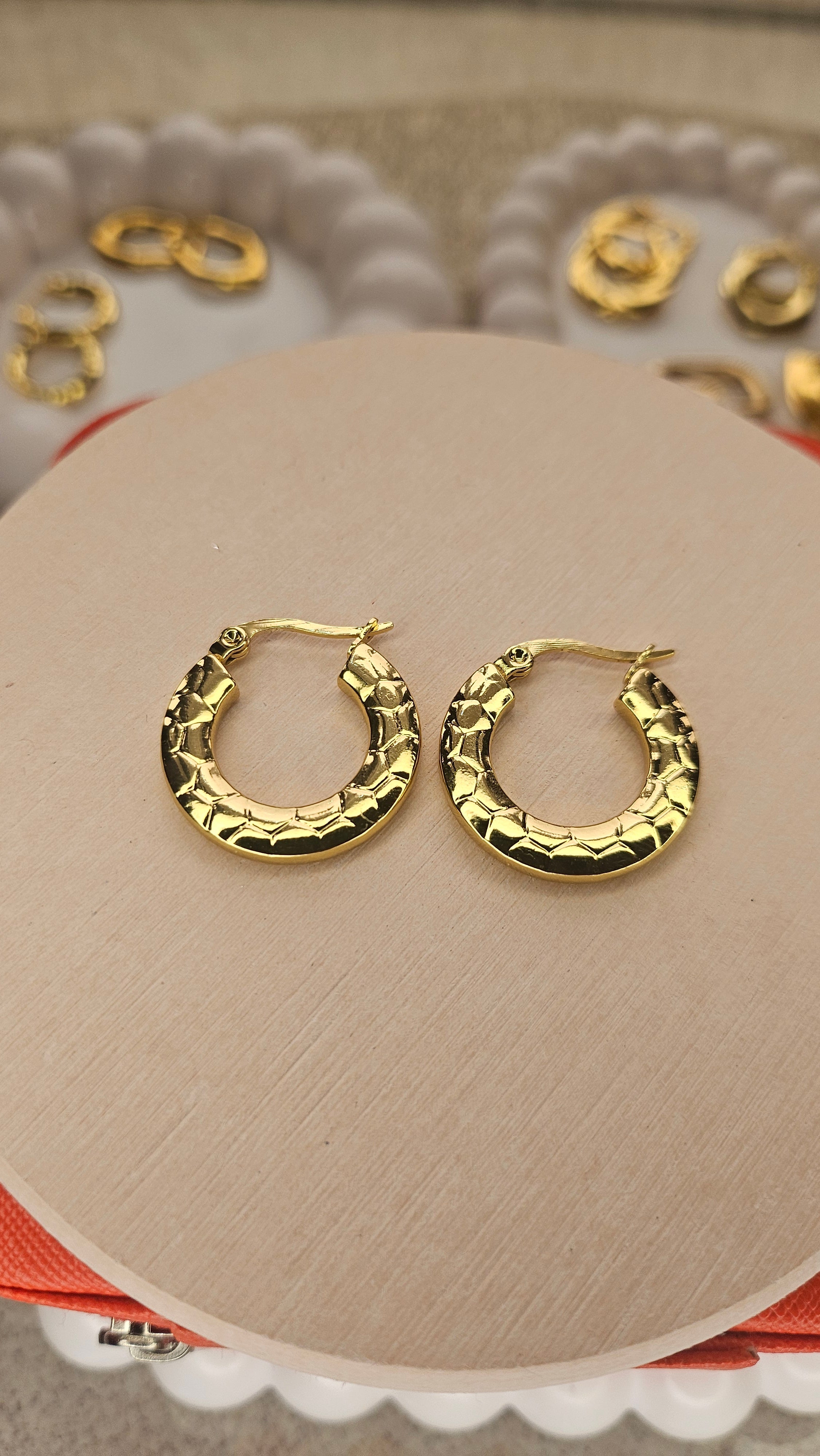 Gold Hammered Hoop Earrings