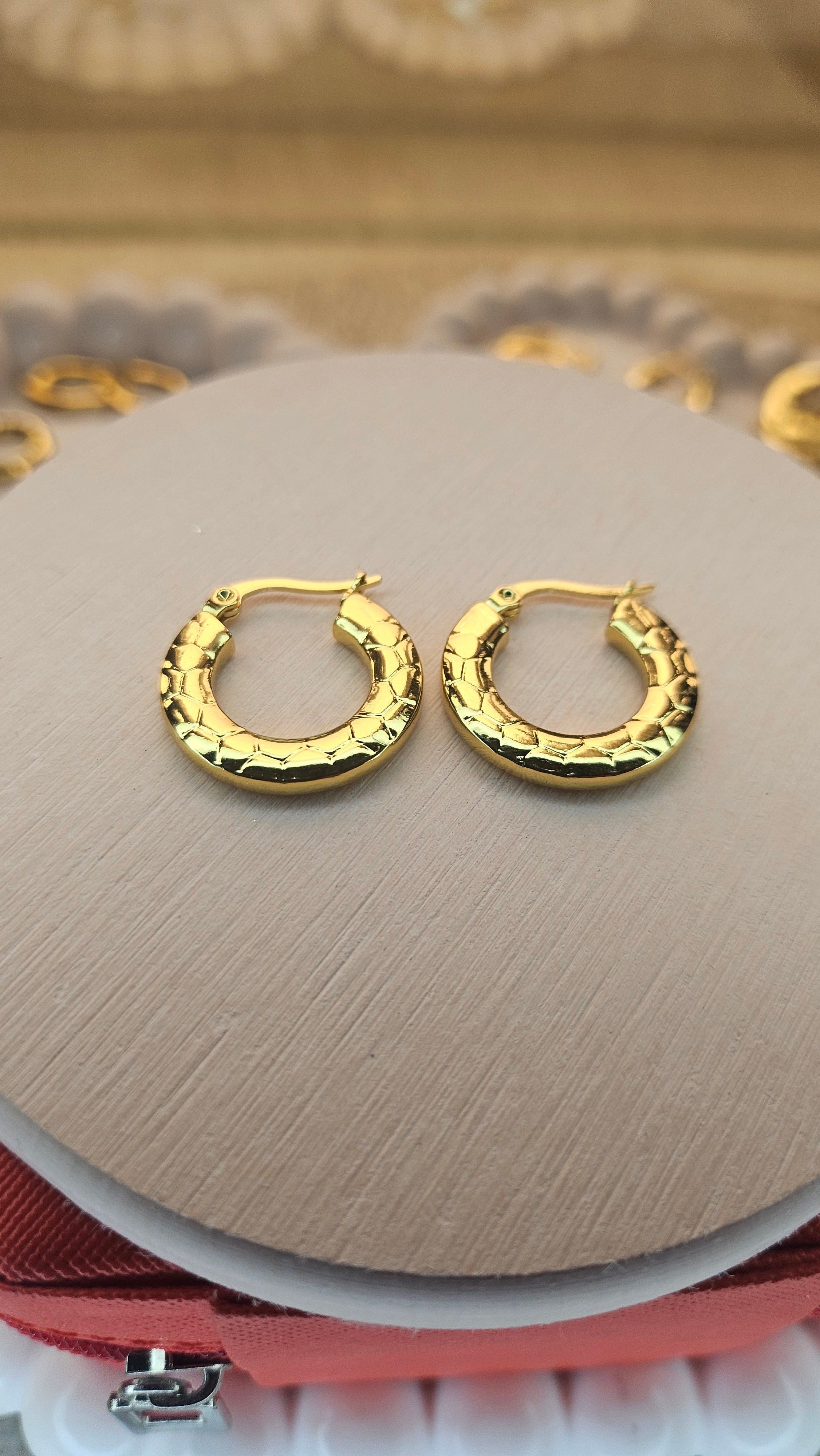 Gold Hammered Hoop Earrings