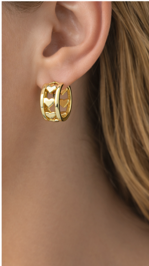 Gold Heart Hoop Earrings
