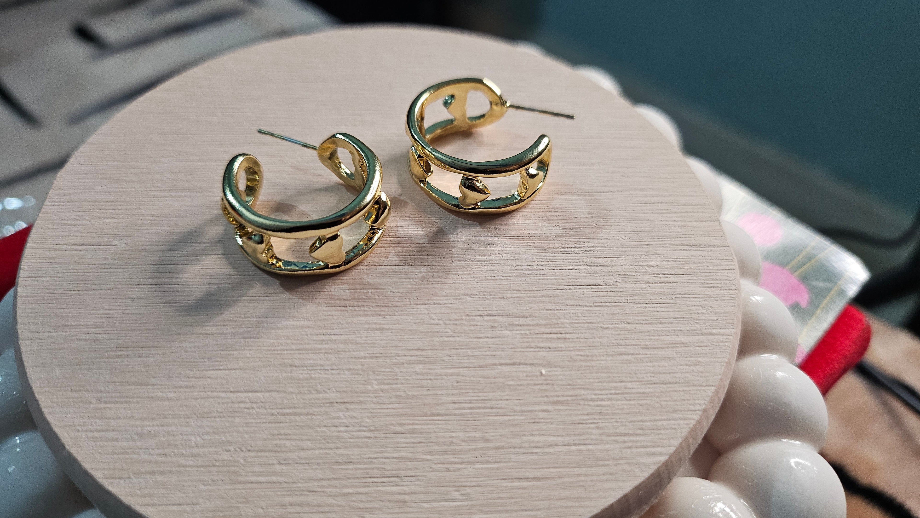 Gold Heart Hoop Earrings