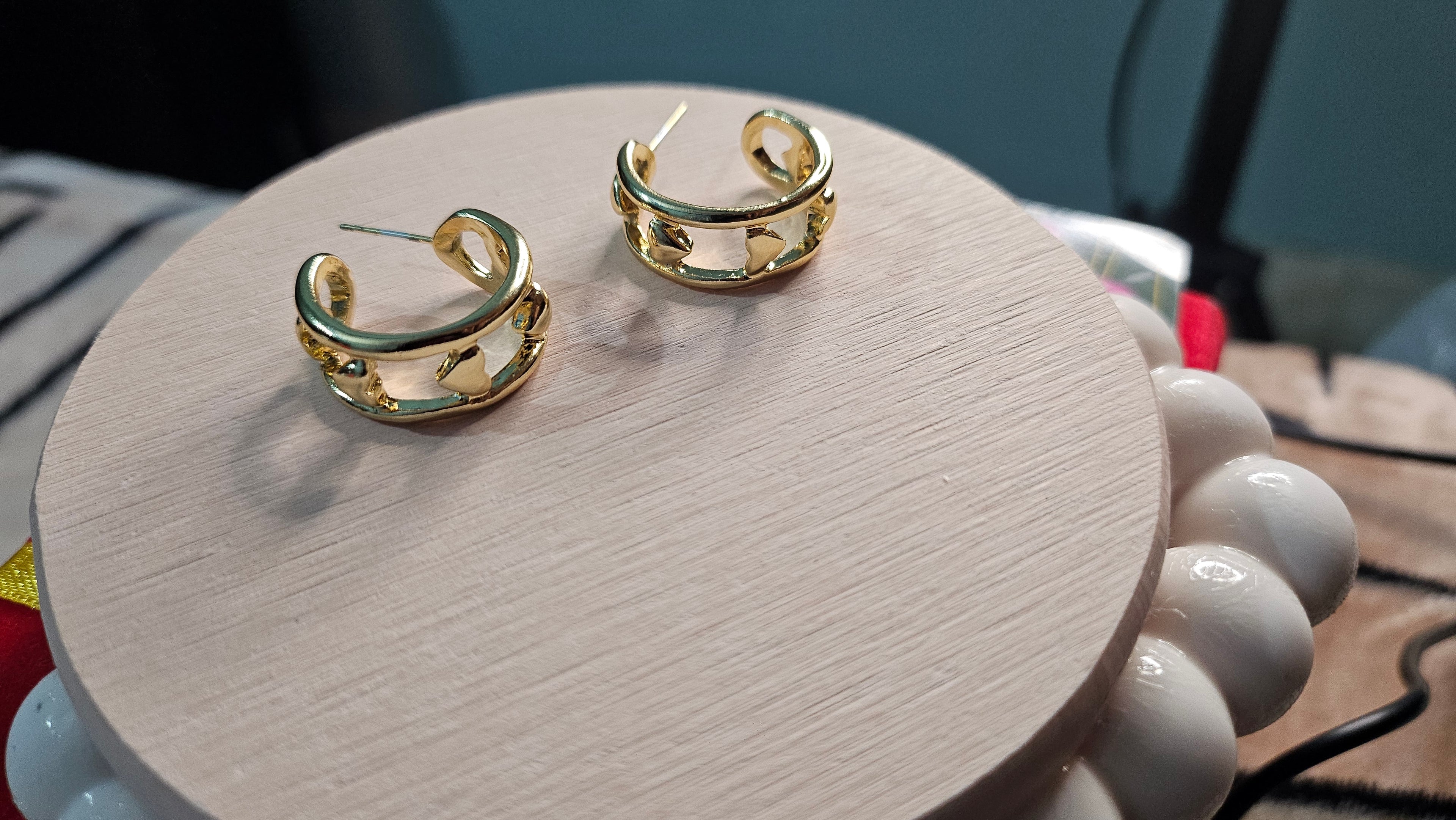 Gold Heart Hoop Earrings